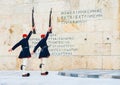 Greek guards Evzones in front of Parliament in Athens, Greece