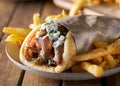 Greek gyro with lamb meat and feta cheese Royalty Free Stock Photo