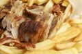 Greek gyros pita with french fries Royalty Free Stock Photo