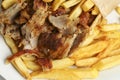 Greek gyros pita with french fries Royalty Free Stock Photo