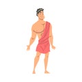 Greek or Hellene Man Character in Ethnic Chiton Clothing Vector Illustration