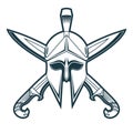 Greek helmet with crossed swords Royalty Free Stock Photo
