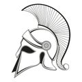 Greek helmet. Vector illustration of a sketch spartan warrior. A trojan, spartan ancient greek or roman gladiator