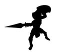 Greek hero ancient soldier Achilles with sword and shield in battle vector silhouette illustration isolated on white background. Royalty Free Stock Photo