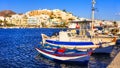 Greek holidays - scenic port of Naxos island, view with old fishing boats, Cyclades, Greece Royalty Free Stock Photo