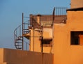 Greek Home With Spiral Staircase Royalty Free Stock Photo