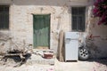 Greek houses and yards on Crete Royalty Free Stock Photo