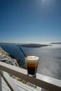 Greek iced coffee in Santorini Royalty Free Stock Photo