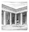 Greek Impluvium, vintage engraving