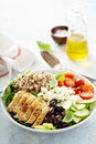 Greek inspired lunch bowl with chicken and quinoa