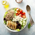 Greek inspired lunch bowl with chicken and quinoa