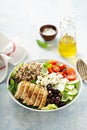 Greek inspired lunch bowl with chicken and quinoa