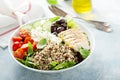 Greek inspired lunch bowl with chicken and quinoa