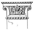 Greek-Ionic Pilaster Capital, influence, vintage engraving