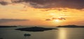 Greek islalnds, Santorini Cyclades, Greece. Sunset over Aegean Sea Royalty Free Stock Photo