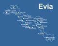 Greek island Euboea map line contour vector silhouette illustration isolated