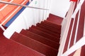 Red Carpeted Stairs on Greek Island Ferry Royalty Free Stock Photo