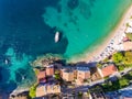 Greek Island Kefalonia Assos Village aerial view panorama Royalty Free Stock Photo