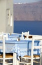 Greek island restaurant furniture view caldera