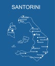 Greek Island of Santorini map line contour vector silhouette illustration isolated