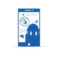 Greek island santorini on mobile phone illustration in blue Royalty Free Stock Photo