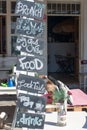 Menu board at a simple Greek bar on the charming Greek island of Ios Royalty Free Stock Photo