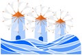 Greek island windmills for your design or logo