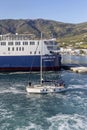 Greek Islands. View of the port of Gavrio Andros Island, Cyclades, Greece Royalty Free Stock Photo