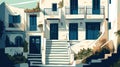 Greek Islands. View of typical greek island architecture. Generative AI Royalty Free Stock Photo