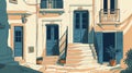 Greek Islands. View of typical greek island architecture. Generative AI