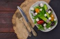 The Greek and Italian food - fresh vegetable salad on the table Royalty Free Stock Photo