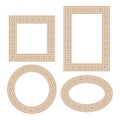Greek key border frame round, square set. Vector Royalty Free Stock Photo