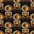 Greek key 3d seamless pattern. Geometric vector background. Abstract ancient ornament. Gold meander, circles, mandalas, shapes, f Royalty Free Stock Photo