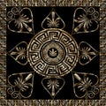 Greek key grunge mandala pattern with meander frame