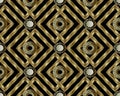 Greek key meander gold 3d seamless pattern. Vector abstract geom Royalty Free Stock Photo