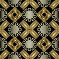 Greek key meander gold 3d seamless pattern. Vector abstract geometric background. Vintage ancient greek ornament with Royalty Free Stock Photo