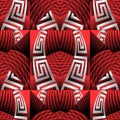 Greek key meander striped 3d red seamless pattern. Vector geometric textured background. Modern ornate 3d wallpaper. Surface Royalty Free Stock Photo