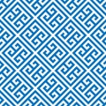 Greek key seamless pattern background in blue and white. Vintage and retro abstract ornamental design. Simple flat Royalty Free Stock Photo