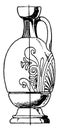 Greek Lekythos is elongated and cylindrical, vintage engraving