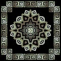 Greek mandala with square frame. Vector ornamental modern background. Geometric elegant ornament. Greek key meanders frame. Ornate