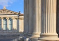 Greek marble pillars infront of a classical building Royalty Free Stock Photo