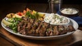 greek meal plate of souvlaki