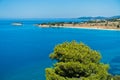 Greek mediterranean coast with beautiful blue tones of Aegean sea in Sithonia Royalty Free Stock Photo