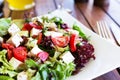 Greek Mediterranean salad with feta cheese, olives and peppers Royalty Free Stock Photo