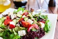 Greek Mediterranean salad with feta cheese, tomatoes and peppers Royalty Free Stock Photo