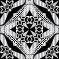 Greek modern black and white 3d vector seamless pattern. Geometric ornamental surface background. Abstract repeat ethnic Royalty Free Stock Photo