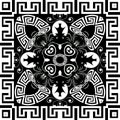 Greek modern black and white vector seamless pattern. Geometric ornamental abstract background. Elegant tribal repeat Royalty Free Stock Photo