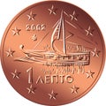 Vector Greek money bronze coin one euro cent Royalty Free Stock Photo