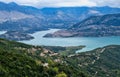 Greek Mountain Landscape With Blue Lake, Greece Royalty Free Stock Photo