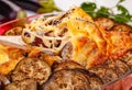 Greek Moussaka dish with minced meat, aubergine and sauce bechamel